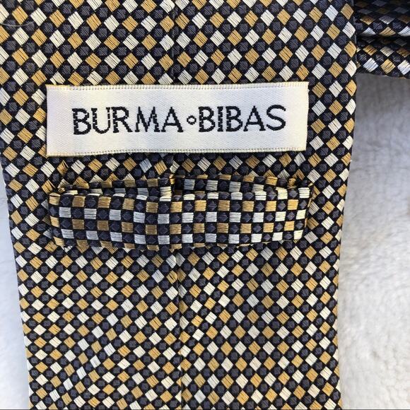 Burma Bibas checkered design 100% silk tie - Picture 6 of 7
